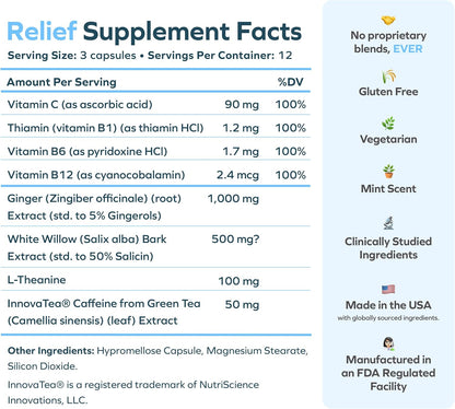 R&R Combo | Restore + Relief | Feel Better after Drinking & Support Your Liver | DHM, L-Cysteine, Milk Thistle, Ginger, White Willow Bark, Caffeine, L-Theanine | 12 Doses Each | Supplements